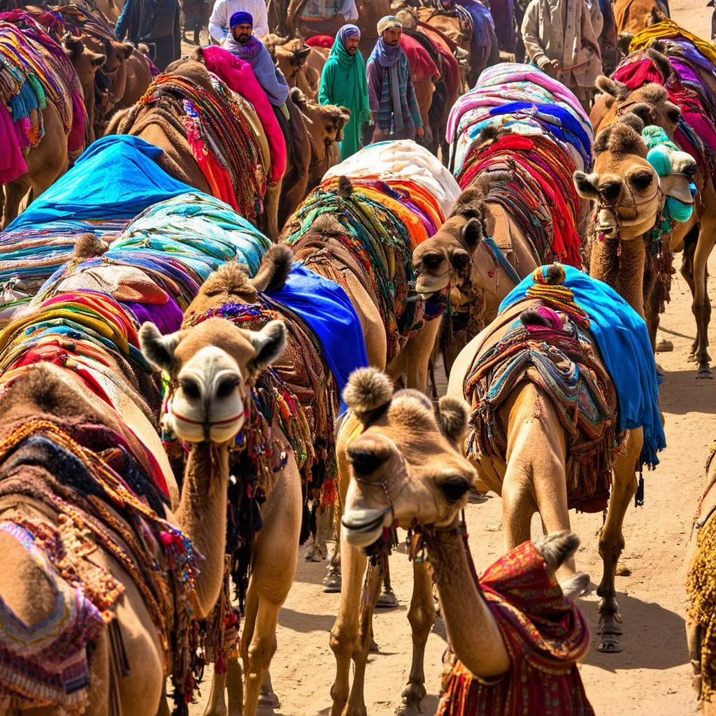 Bustling Silk Road Caravan